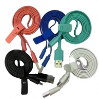 Câble de charge USB plat en PVC avec charge rapide 3A, longueur 1m, Micro USB et Type-C pour téléphones Android