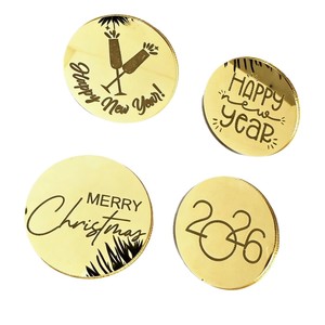 น้ำผึ้งและรสหวาน ของตกแต่งเค้กคริสต์มาส อะคริลิกรูปทรงกลม 2026 ท็อปเปอร์คัพเค้กปีใหม่ อุปกรณ์จัดงานปาร์ตี้วันหยุด - Product Image 5