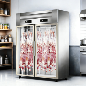 Réfrigérateur commercial à température unique en acier inoxydable pour boucheries Crochets suspendus Étagères en verre Refroidissement direct - Product Image 2
