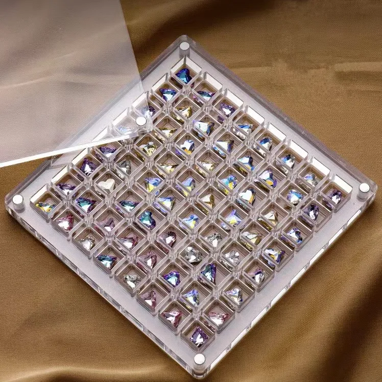 Fotretrend – boîte de rangement vide transparente pour strass à ongles, nouveauté 100, 64, 36, 9 grilles
