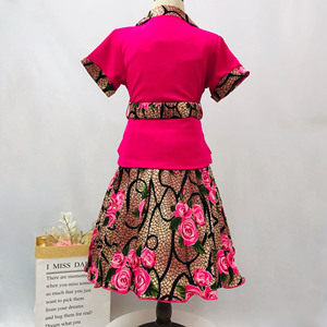 Elsali 2025 Design unique fleur imprimé léopard vêtements pour enfants manches courtes 3 pièces queue manteau filles jupe ensembles avec <span class=keywords><strong>ceinture</strong></span> - Product Image 6