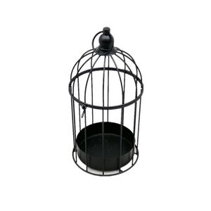 قفص طيور معلق من المعدن للكريسماس أقفاص طيور مستديرة من الحديد المطاوع مصباح إضاءة مزين بمصباح LED شمعة من الخشب - Product Image 1