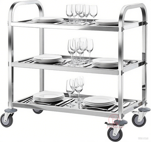 Offre d'usine SS201 chariot de service à 3 niveaux chariot Tube carré cuisine nourriture salle à manger chariot de restauration haute hôtel Restaurant fournitures - Product Image 6