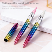 Lápiz de punta metálica para decoración de uñas con degradado de doble color azul y morado, herramienta de pegatinas tipo crayón, fácil de usar, para uso transfronterizo.