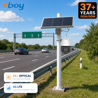 Système de surveillance solaire monté sur poteau et batterie au lithium avec caméra CCTV PTZ 4G pour extérieur IP66