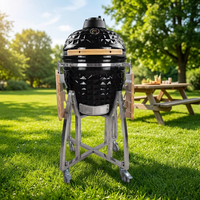 Parrilla de Carbón Portátil Auplex de 18 Pulgadas, Kamado Deluxe de 18 Pulgadas con Soporte, Ahumador de Cerámica para Barbacoa, Juego Completo de Accesorios EN-1860