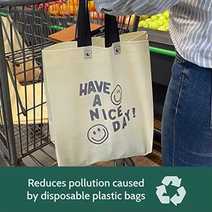 Sac de courses non tissé portable à motif Smiley, personnalisé, imprimé, pas cher, très vendu - Product Image 4