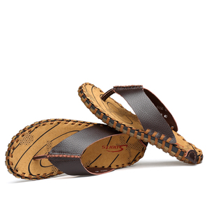 Infradito in Pelle Casual con Logo Personalizzato, Ciabatte da Spiaggia Artigianali per Uomo, <span class=keywords><strong>Sandali</strong></span> <span class=keywords><strong>Marroni</strong></span> - Product Image 6