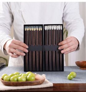 Regalos Empresariales, 5 Pares de Palillos de Madera Natural Reutilizables y Ecológicos Estilo Japandi, Vajilla para Sushi y Fideos - Product Image 3