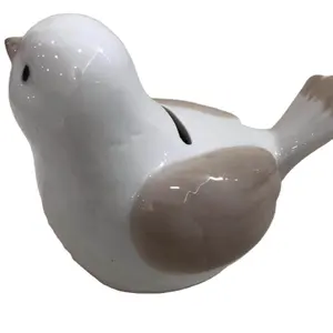 Bird Figurine Ceramic Piggy Coin Bank 5.5"