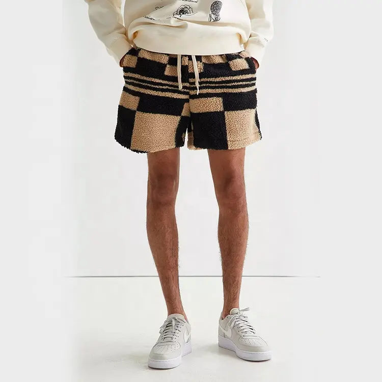Trendy leisure outdoor high street wear shorts deportivos hombre hip pop fleece sherpa shorts for men