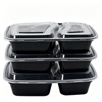 6828 Contenant alimentaire jetable à 2 compartiments de 32 oz en plastique PP, boîtes de préparation de repas divisées