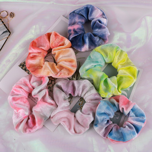 Coleteros de Terciopelo Tie-Dye con Degradado de Color, Elásticos, para el Cabello, Accesorios de Moda para Mujer - Product Image 3