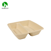 Emballage alimentaire moderne en bagasse biodégradable et écologique, carré de 8 pouces
