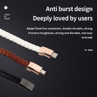 Kabel Data pengisi daya ponsel, kabel kulit portabel luar ruangan 1m PD Mini Micro USB gelang pengisi daya tipe-c Android IOS kabel C-C Port