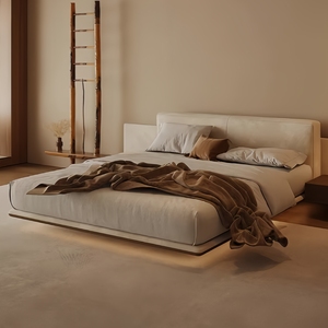 Letto Fluttuante Horizon in Tessuto, Stile Moderno e Semplice, Letto Imbottito Matrimoniale per Camera da Letto Principale - Product Image 1