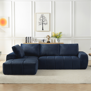 Luxury Faux Fur L-Shaped Sectional <b>Sofa</b>, Oversized Minimalist <b>Sleeper</b> Couch, No Assembly, Ideal for Living Room & Apartment - Product Image 2