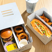 Emballage alimentaire écologique personnalisé pour hamburgers, sandwichs, hot-dogs, toasts, boîte à emporter, boîte à hot-dogs jetable avec séparateur en papier