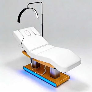 เตียงนวดไฟฟ้าสีขาว หุ้มหนัง PU ฐานสแตนเลส สำหรับร้านเสริมสวย - Product Image 3