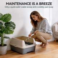 Ensemble de litière pour chat AFP avec granulés de litière et tapis absorbant jetables, excellente boîte à litière anti-odeurs pour maisons multi-chats