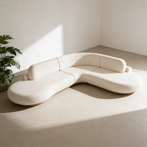 Divano Sezionale Moderno a L di <span class=keywords><strong>Design</strong></span> a 3 Posti con Braccioli Curvi, Minimalista di Alta Gamma - Product Image 1