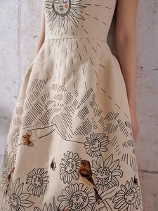 <span class=keywords><strong>Robe</strong></span> d'été brodée pour femme, en mélange de coton et de lin, sans bretelles, coupe trapèze, dernières créations, motifs floraux 3D - Product Image 2