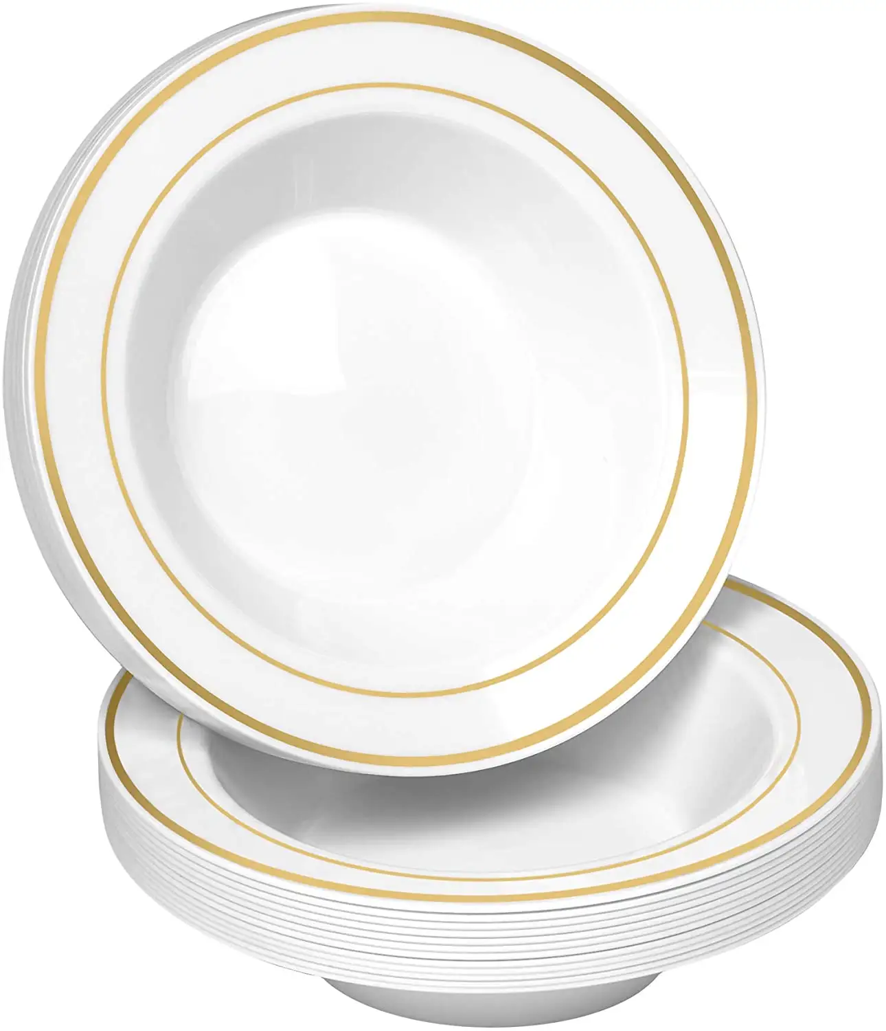 Mangkuk Sup Plastik Potongan Emas Putih Sekali Pakai