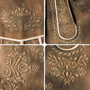 กางเกงหนังแท้สไตล์ Lederhosen สีน้ำตาลสนิมสำหรับผู้ชาย ชุดสำหรับเทศกาล Oktoberfest - Product Image 6