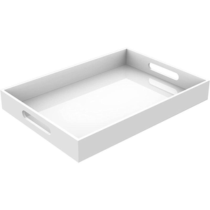 Wholesale <strong>Large</strong> Rectangle Clear Acrylic Serving <strong>Tray</strong> with Handles Breakfast Decorative Organizer for Coffee Table - Product Image 4