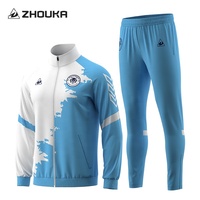 Logo personnalisé de haute qualité Nom Équipe Formation Échauffement Football Manteau Veste À Manches Longues Hommes Football Club Marque Survêtements Ensembles