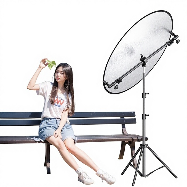 Stand-mounted Aluminum Alloy Tripod Cross-Arm Vertical Soft Light Reflector for Live Streaming Photography Outdoor Indoor Use