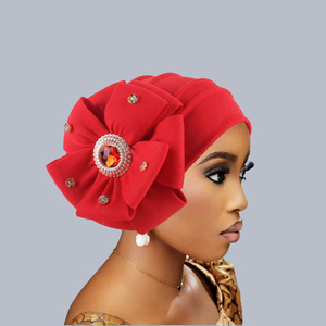 Nouvelle Mode 8 Couleurs Bandana Ethnique Fleur en Cristal Diamant Chapeaux Turban Musulman Chapeau Africain Bonnets <span class=keywords><strong>Femme</strong></span> Fille Maille - Product Image 5