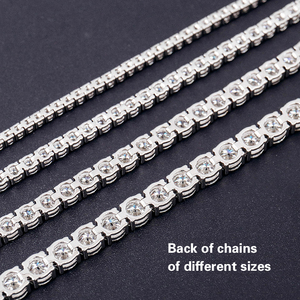 Collar de cadena de tenis PROVENCE clásico con moissanita, 2mm 3mm 4mm 5mm, 1 fila de diamantes redondos, cadena de tenis de plata 925, joyería Hip Hop - Product Image 4