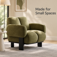 Fauteuil d'appoint moderne en bois massif, chaise de loisirs rembourrée écologique avec pieds en bois massif pour salon, appartement, centre commercial