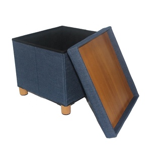 Tabouret de rangement en Denim, confortable, de haute qualité, très agréable, pliable, pour le salon, la salle à manger et la chambre à coucher - Product Image 3