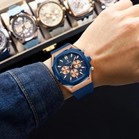 Montre chronographe à quartz pour homme POEDAGAR 893, cadran carré, bracelet en silicone, aiguilles lumineuses, date, résistante à l'eau, sport, décontractée, montre-bracelet