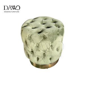 Latest Comfortable Leisure Velvet Round Stool <strong>Pouffe</strong> Ottoman Footstool Chair - Product Image 2