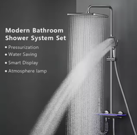 Ensemble de douche mural thermostatique de luxe moderne avec pommeau pluie, mitigeur monocommande eau chaude/froide et jets de massage doux en céramique