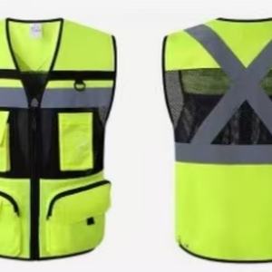 Gilet de sécurité réfléchissant jaune et vert fluorescent personnalisable, vêtements haute visibilité avec support de logo - Product Image 5