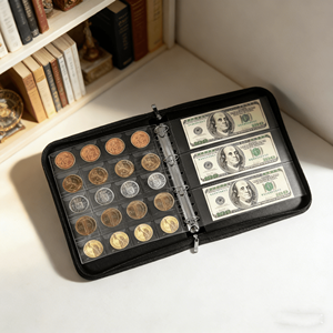 Reliure compacte pour pièces de <span class=keywords><strong>monnaie</strong></span>, timbres, billets de banque et cartes à collectionner, multi-scènes, en PU, très appréciée - Product Image 1