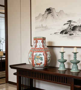 Ottimo Vaso in Ceramica Smaltata Cinese con Animali dello Zodiaco (Cavallo, Scimmia) e Fiori, Vaso in Porcellana Antico di Jingdezhen - Product Image 4