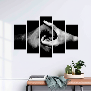 Yin Yang Hands <b>Canvas</b> Art: Black and White Printed <b>Wall</b> Decor,SET OF 5 MIX <b>CANVAS</b> - Product Image 3