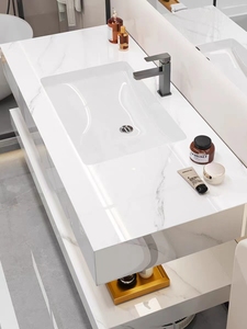 Phong cách hiện đại nhà phòng tắm Vanity Set Rock tấm Countertop gốm lưu vực thạch anh Vanity gốm chìm với thông minh LED cho khách sạn - Product Image 3