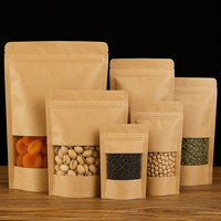 Sacs en papier kraft avec fenêtre, pochettes verticales refermables de qualité alimentaire pour café, snacks, thé – Impression personnalisée acceptée – En stock
