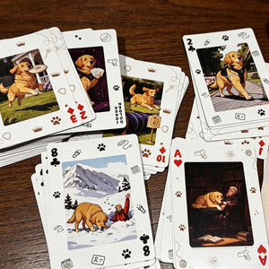 Jolies cartes à jouer dorées à motif de chien de compagnie personnalisé, style dessin animé, avec boîte, pour les jeux de société <span class=keywords><strong>en</strong></span> <span class=keywords><strong>famille</strong></span>, cadeau pour les amoureux des animaux - Product Image 2