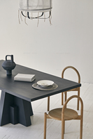 Table de salle à manger en bois de pin recyclé noir, style nordique, mobilier d'hôtel et de maison, table d'appoint, ensemble de 8 places