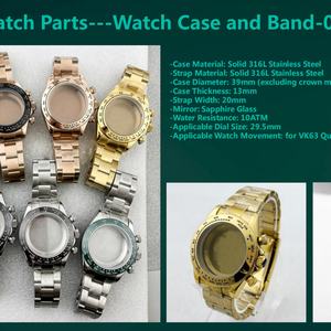 Boîtier de montre en acier inoxydable 316L massif de 39 mm, étanche 10 ATM, avec mouvement à quartz, verre saphir miroir, boîtier de montre VK63 - Product Image 2