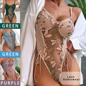女の子用レース下着 エロティックランジェリー ホットセクシー 蝶刺繍 スリムフィット セクシーワンピース レディースランジェリー - Product Image 3
