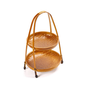 <b>Bamboo</b> Woven Basket Single Layer Round Food <b>Container</b> For Living Room Standing Type - Product Image 5