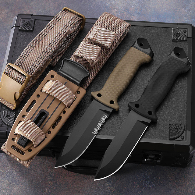 High Hardness Stainless Steel Survival Outdoor Tactical Straight Knife Fixed Blade Knife for Hunting Camping